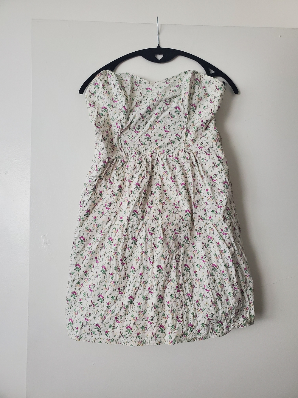 Floral Strapless Sundress in White with Pink & Green Accents